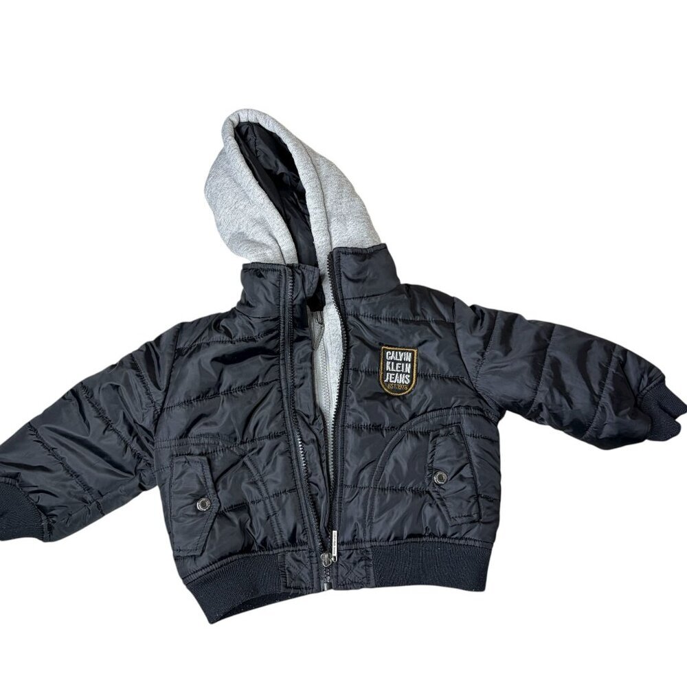 Calvin Klein Quilted Puffer Jacket Boys Size 18 Month Black Gray